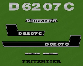 Jeu d'autocollants (autocollants) Deutz Fahr D 62 07 C pour tracteur de rechange