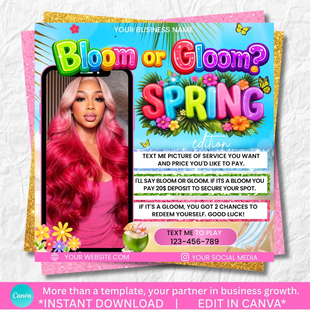 Spring Break Booking Flyer, Deals Flyer, Hair, Lashes, Nails, Wig ...