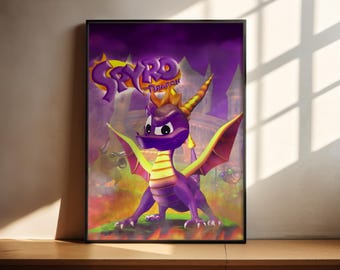 Póster de Spyro the Dragon / Póster de videojuegos / Decoración para gamers / Póster de videojuegos / Regalo para gamers / Lámina de videojuegos / Portada de videojuegos