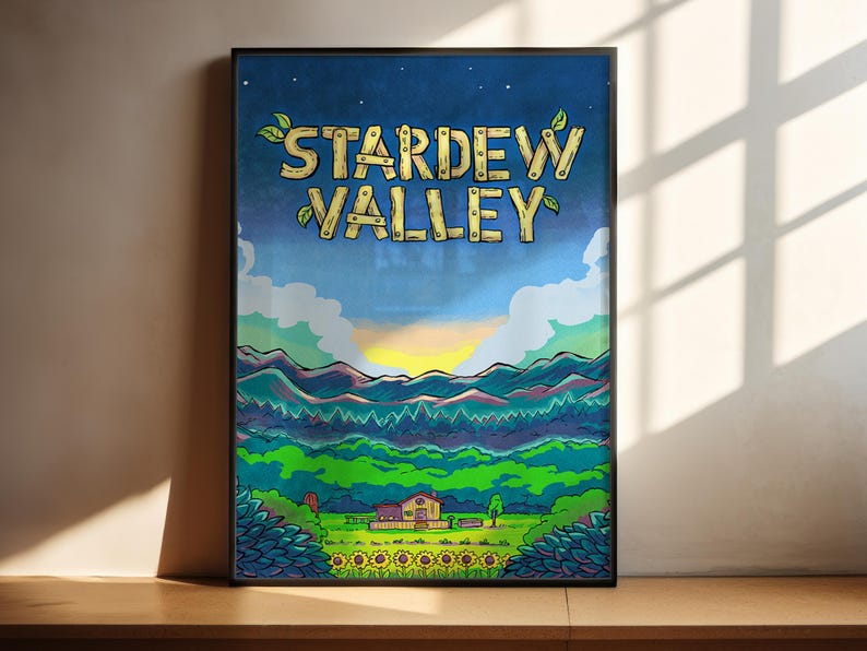 Póster de Stardew Valley / Póster de videojuegos / Decoración para gamers / Póster de videojuegos / Regalo para gamers / Lámina de videojuegos / Portada de videojuegos 1