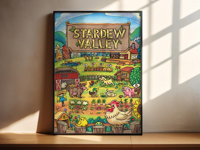 Póster de Stardew Valley / Póster de videojuegos / Decoración para gamers / Póster de videojuegos / Regalo para gamers / Lámina de videojuegos / Portada de videojuegos 3