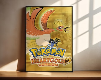 Póster de Pokémon HeartGold / Póster de videojuegos / Decoración para gamers / Póster de videojuegos / Regalo para gamers / Lámina de videojuegos / Portada de videojuegos