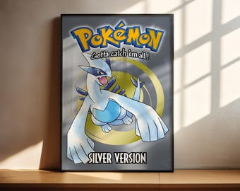 Impresión de póster de Pokémon Silver / Póster de juegos / Decoración de juegos / Póster de videojuegos / Regalo de juegos / Impresión de videojuegos / Portada de juegos, Impresión de juegos