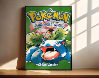 Póster de Pokémon Verde / Póster de videojuegos / Decoración para gamers / Póster de videojuegos / Regalo para gamers / Lámina de videojuegos / Portada de videojuegos