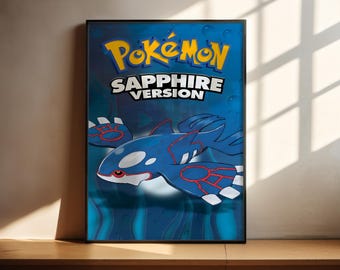 Póster de Pokémon Zafiro / Póster de videojuegos / Decoración para gamers / Póster de videojuegos / Regalo para gamers / Lámina de videojuegos / Portada de videojuegos