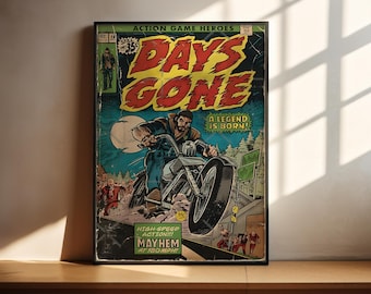 Póster de Days Gone / Póster de videojuegos / Decoración para gamers / Póster de videojuegos / Regalo para gamers / Lámina de videojuegos / Portada de videojuegos