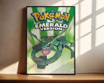 Póster de Pokémon Esmeralda / Póster de videojuegos / Decoración de videojuegos / Póster de videojuegos / Regalo de videojuegos / Impresión de videojuegos, Portada de videojuegos, Impresión de videojuegos