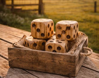 Handcrafted Wooden Yard Dice Set | Rustic Outdoor Lawn Game | Farmhouse Backyard Game