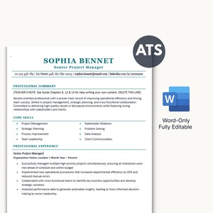 CV-mall för senior projektledare | ATS-vänligt chefs-CV, personligt brev (Word-, US- och A4-format)