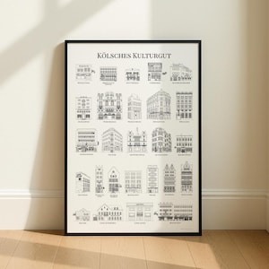 Cologne Poster Minimalist Black White Wall Art – Köln Kneipen Print – Christmas Gift Kölsches Kulturgut