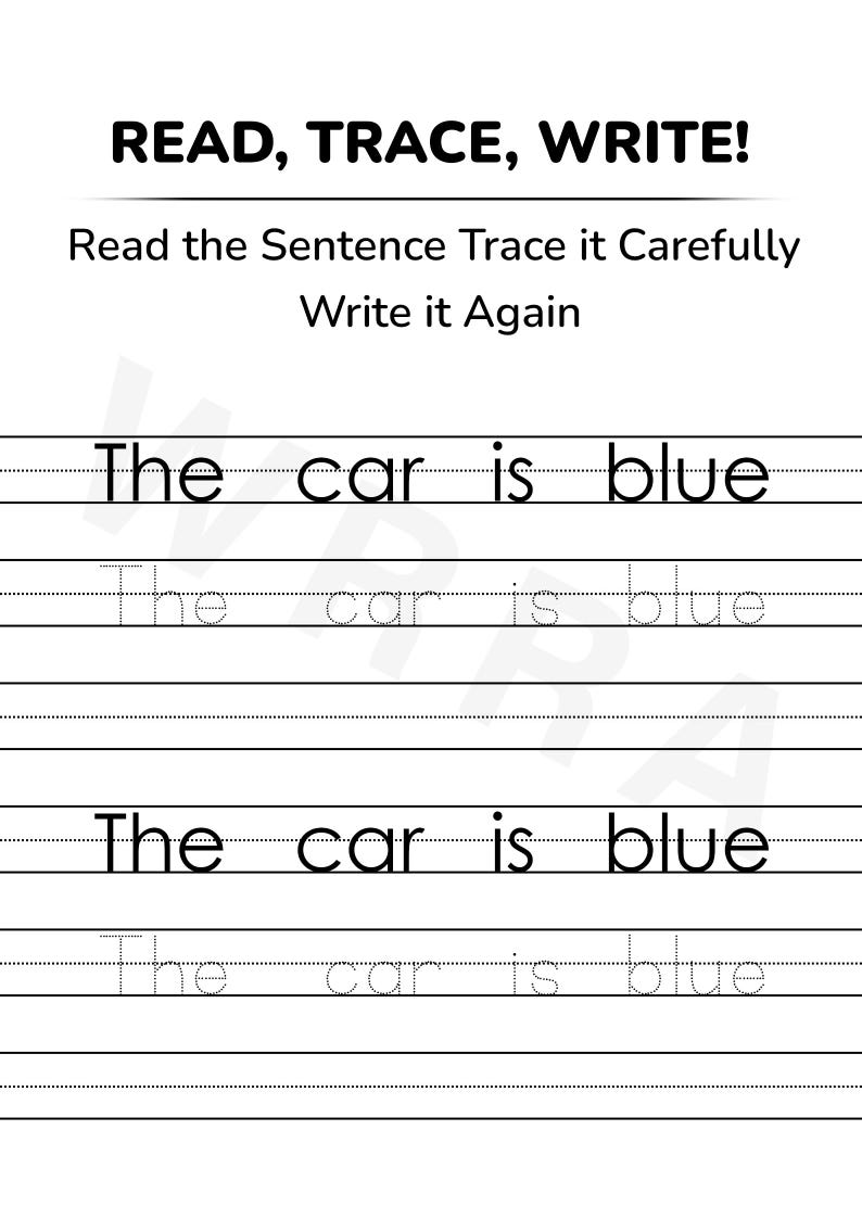 40 Pages Sentence Tracing Worksheets for Kids | Read Trace Write ...