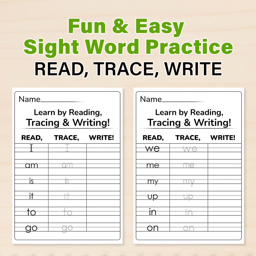 Sight Word Tracing Worksheets | Read Trace Write Printable | Kids ...