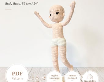 14 Inch Doll Base Crochet Pattern | Posable Wire Skeleton Amigurumi Girl Body PDF Tutorial