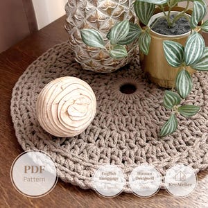 Round Placemat Crochet Pattern | Crocheted Table Mat PDF Tutorial | DIY Modern Boho Dining Decor