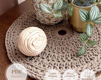 Round Placemat Crochet Pattern | Crocheted Table Mat PDF Tutorial | DIY Modern Boho Dining Decor