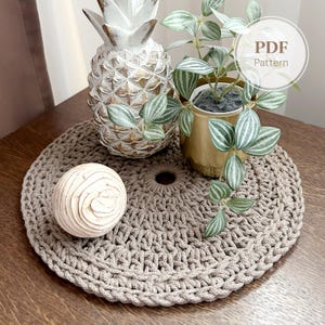Round Placemat Crochet Pattern | Textured Table Mat Centerpiece | Boho Crocheted Dining Decor | Modern Rope Hot Pad PDF | 3 Sizes S M L