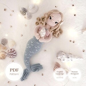 Crochet Mermaid Doll Pattern PDF | DIY Fantasy Amigurumi Girl Toy | Siren Plushie | Summer Crochet