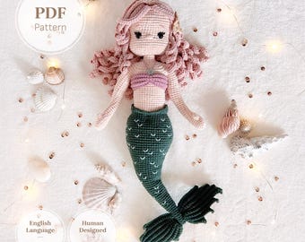 Crochet Mermaid Doll Pattern | Fantasy Amigurumi Girl PDF Tutorial | DIY Ocean Plushie Soft Toy