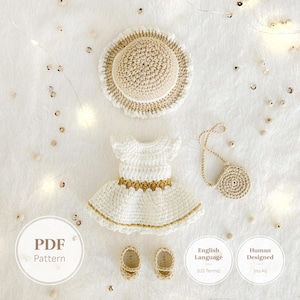 Häkelanleitung für Puppenkleidung (25 cm) | Amigurumi-Mädchen-Outfit (PDF) – Sommerkleid, Schuhe & Accessoires