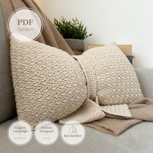 Patrón de cojín de lazo a crochet / Cojín de cinta coqueta en PDF / Tutorial de cojín decorativo a crochet Ballet Core