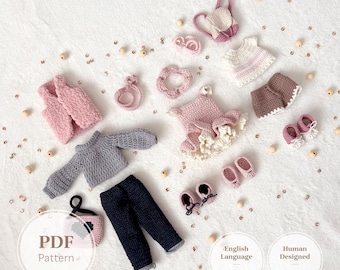 14 Inch Doll Clothes Crochet Patterns for Amigurumi Girls | Crochet Doll Wardrobe PDF Tutorial