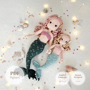 Crochet Mermaid Dolls Pattern Bundle | Posable Ocean Plushie Fantasy Amigurumi Girl Sirens PDF Tutorial