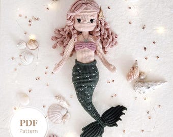 Crochet Mermaid Doll Pattern | Fantasy Amigurumi Girl PDF Tutorial | DIY Ocean Plushie Soft Toy