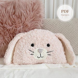 Crochet Bunny Pillow Pattern | Faux Fur Rabbit Cushion | Cozy Nursery & Home Decor PDF Tutorial
