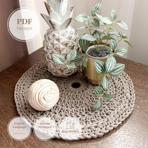 Round Placemat Crochet Pattern | Textured Table Mat Centerpiece | Boho Crocheted Dining Decor | Modern Rope Hot Pad PDF | 3 Sizes S M L