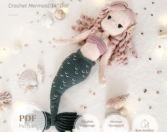 人魚のルル。あみぐるみ。かぎ針編みのパターン。ハーケランレイトゥン