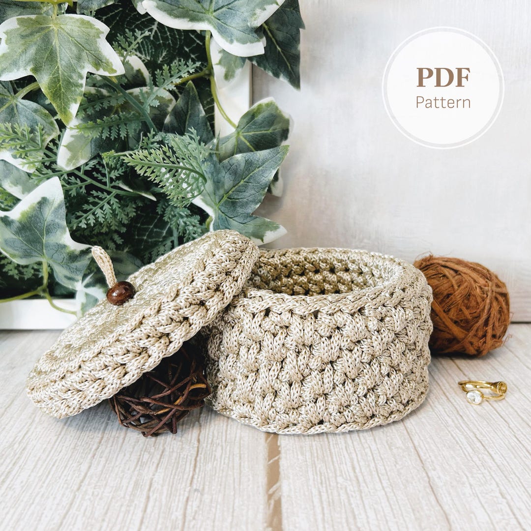Crochet Jewelry Box Pattern | Crochet Basket | DIY Macrame Cord ...