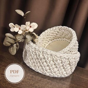 Nesting Baskets Crochet Pattern | Round Crocheted Organizers with Wooden Bases | Home Organization Set | Beginner Crochet PDF Tutorial