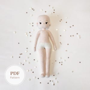 Patrón PDF para base de cuerpo de muñeca de ganchillo de 35,5 cm (14") / Niña amigurumi articulada (esqueleto de alambre y cabeza giratoria)