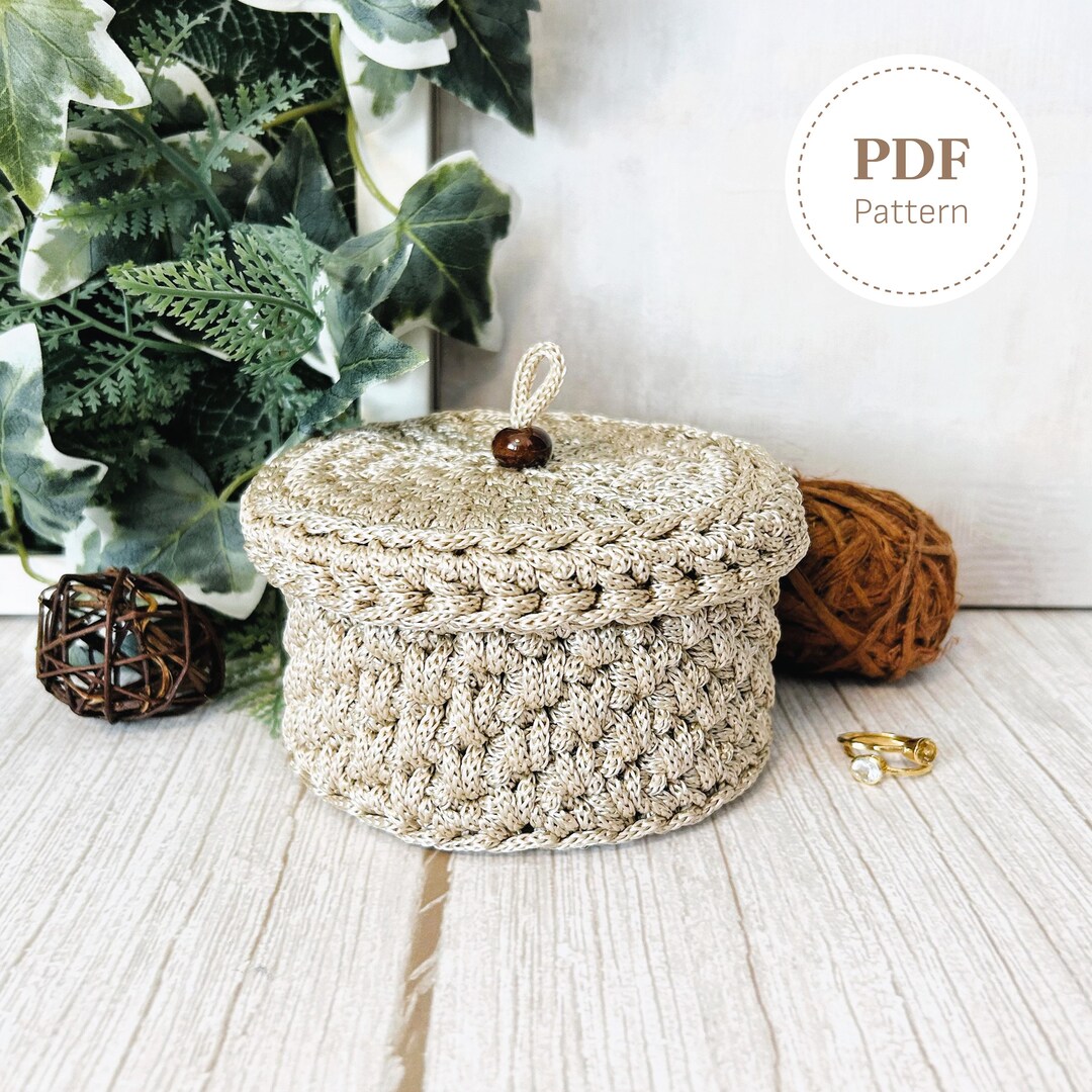 Macrame Box Pattern Crochet Jewelry Box Pattern | DIY Macrame Cord Storage Basket | Modern ...