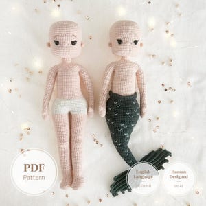 14 Inch Crochet Girl & Mermaid Doll Base Pattern Bundle | Posable Amigurumi Doll Body PDF Tutorial