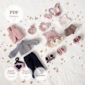 Patrones de ganchillo para ropa de muñecas de 14 pulgadas para niñas amigurumi / Tutorial en PDF sobre vestuario de muñecas a ganchillo