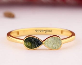 A-Grade zertifizierte Moldavite Chlum, Tschechische | 925 Silber Schmuck Handmade Designer Schmuck für Frauen 18k Gelb / Rose Gold vergoldet
