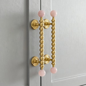 Brass Crystal Turquoise Cabinet Pull: French Drawer Handle, Modern Wardrobe Closet Pull