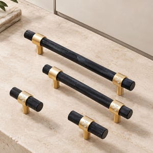 Marble Drawer Pull: Brass Cupboard Handle, Furniture Improvement Knob