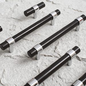 Black Natural Marble Pull: Brass Dresser Knobs, Decor Handles