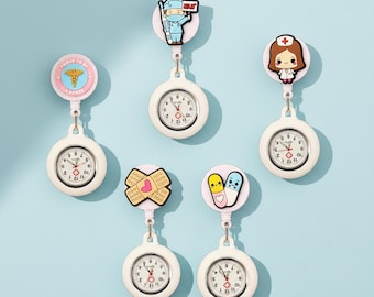 Grazioso orologio da taschino in silicone per infermieri, grazioso orologio medico in silicone da appendere per infermieri e dottori, accessorio da lavoro per infermieri, regalo per dottori e infermieri