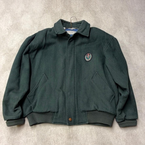 Saint Laurent, Vintage Yves Saint Laurent Green Wool MA-1 Bomber Jacket YSL Logo Badge Mens 42