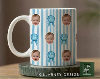Custom Faces Mug for Dad, Personalized Father's Day Mug with Kids Photos, Multi Photo Coffee Mug, Custom Picture Mug, Dad Gift from Kids