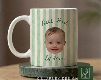 Best Dad by Par Mug Personalized Golf Gift for Dad with kids names, Custom Photo Dad Mug, Funny Father's Day Gift for Husband, Golf Lover