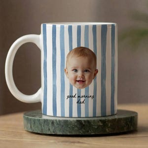 Personalized Baby Face Mug for new dad, Custom Photo Mug, First Fathers Day Gift from Baby, New Dad Golf Lover Gift Best Dad By Par Keepsake