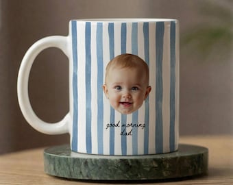 Personalized Baby Face Mug for new dad, Custom Photo Mug, First Fathers Day Gift from Baby, New Dad Golf Lover Gift Best Dad By Par Keepsake