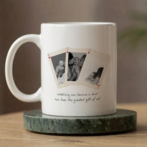 First Fathers Day Gift From Baby Girl | Personalized Playing Card Photo Mug | Husband Presents | First Time Dad Custom Photo Mug
