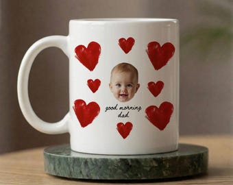 Personalized Baby Face Mug for new dad, Custom Photo Mug, First Fathers Day Gift from Baby, New Dad Golf Lover Gift Best Dad By Par Keepsake