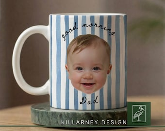 Personalized Baby Face Mug for new dad, Custom Photo Mug, First Fathers Day Gift from Baby, New Dad Golf Lover Gift Best Dad By Par Keepsake