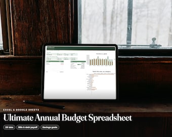 Annual Budget Spreadsheet for Excel and Google Sheets